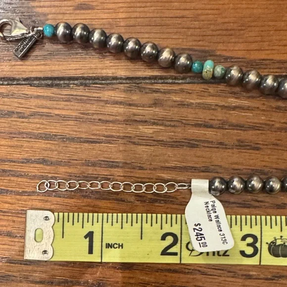 NWT Paige Wallace Turquoise Bead, Squash Blossom, Desert Pearl 925 Necklace - Picture 7 of 7
